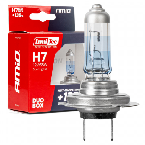 Bec halogen H7, 12V 55W, +135% lumina, set Duo, omologare ECE R37