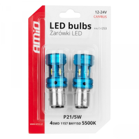 Bec LED CANBUS 1157 (BAY15D, P21/5W) 4SMD Alb, 12V/24V - Fara Eroare Bord [4]
