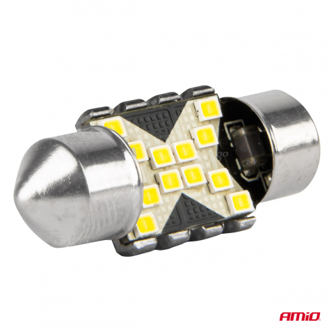 Bec LED CANBUS C5W Festoon 31mm, 12SMD 2016 Alb, 12V/24V [3]
