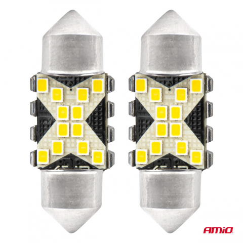 Bec LED CANBUS C5W Festoon 31mm, 12SMD 2016 Alb, 12V/24V [1]