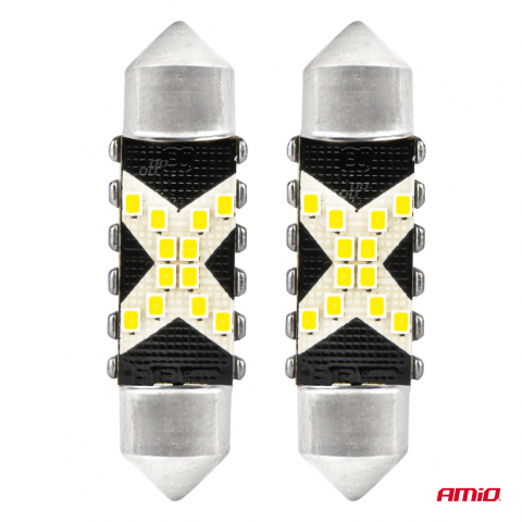 Bec LED CANBUS C5W Festoon 36mm, 12SMD 2016 Alb, 12V/24V [1]