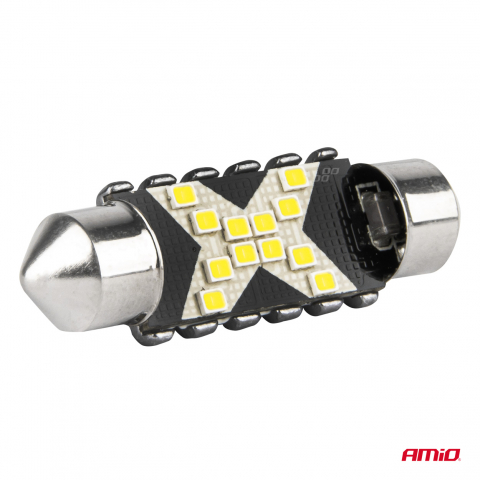 Bec LED CANBUS C5W Festoon 39mm, 12SMD 2016 Alb, 12V/24V [3]