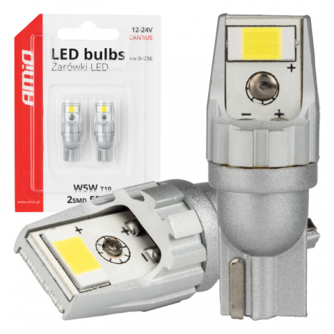 Bec LED CANBUS T10 W5W 2SMD 3570 Alb, 12V/24V