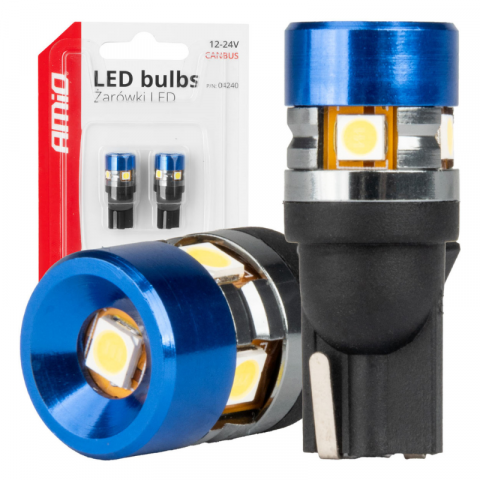 Bec LED CANBUS T10 W5W 5SMD 3030 Alb, 12V/24V