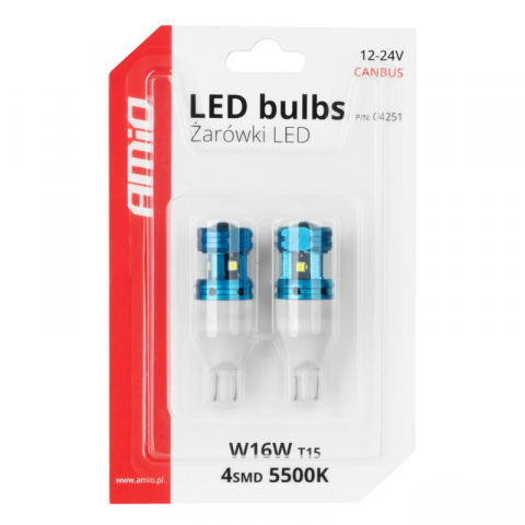 Bec LED CANBUS T15 W16W 4SMD 1860XS Alb, 12V/24V - Marsarier/Pozitie [3]
