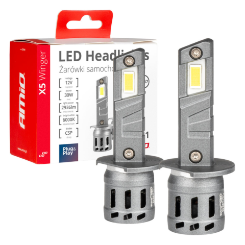 Bec LED H1, 12V 30W, 6000K, 2936LM, set Duo, Canbus 95%, far lenticular
