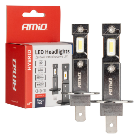 Becuri LED - Bec LED H1, 12V 60W, 6000K, 5600LM, set Duo, Canbus 95%, racire activa