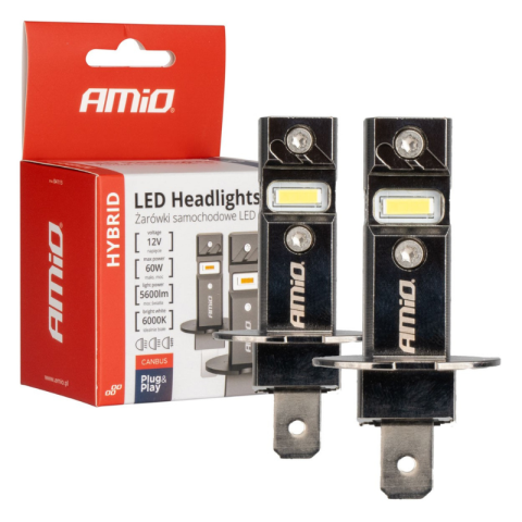Becuri si sigurante auto - Bec LED H3, 12V 60W, 6000K, 5600LM, set Duo, Canbus 95%, racire activa