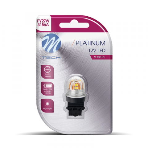 Bec LED M-TECH Platinum, PY27W, 12-24V, L2.5x15d, 15 x 2835SMD, CANBUS, lumina galbena [1]
