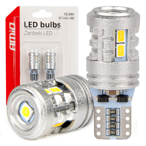 Becuri auto - Set 2 Becuri LED STANDARD T10 W5W 6SMD 3020 + 1SMD 3030 Alb, 12/24V