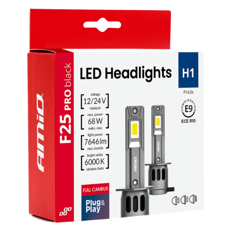 Becuri LED H1, 68W 7646lm, 6000K, FULL CANBUS, 12/24V [17]