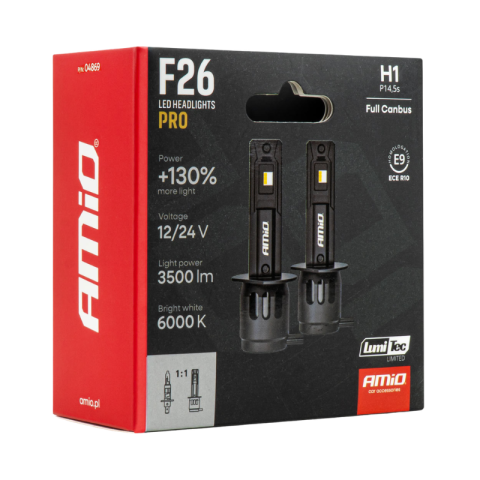 Becuri LED auto F26 PRO, H1, 6000K, 68W, CANBUS, 12/24V [6]