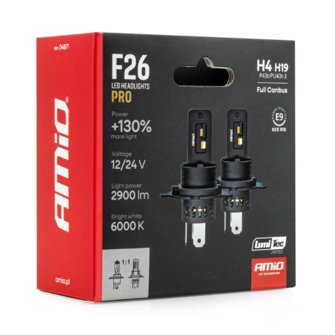 Becuri LED auto F26 PRO, H4/H19, 6000K, 70W, CANBUS, 12/24V [6]