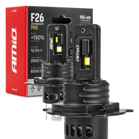 Becuri Led Auto - Becuri LED auto F26 PRO, H4/H19, 6000K, 70W, CANBUS, 12/24V