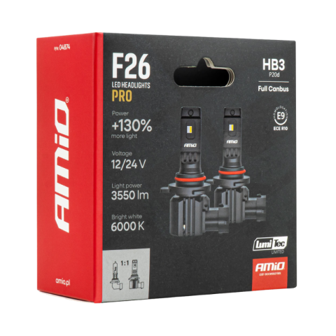 Becuri LED auto F26 PRO, HB3, 6000K, 68W, CANBUS, 12/24V [6]