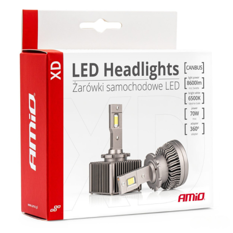 Becuri LED auto far, XD D1S/D1R, Canbus, 70W, 8600Lm, 6500K, 12/24V, Racire Activa, Rotire 360 grade [5]