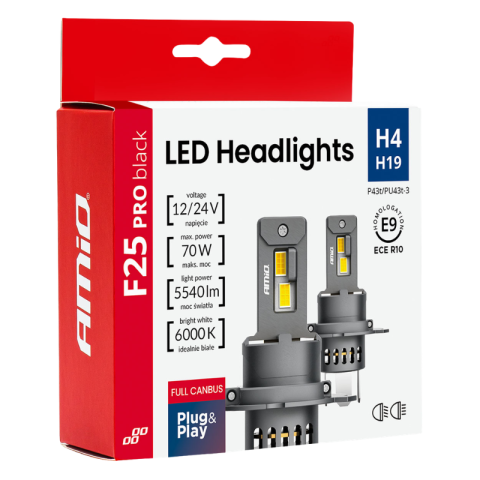 Becuri LED H4/H19, 70W 5540lm, CANBUS, 12/24V, 6000K [8]