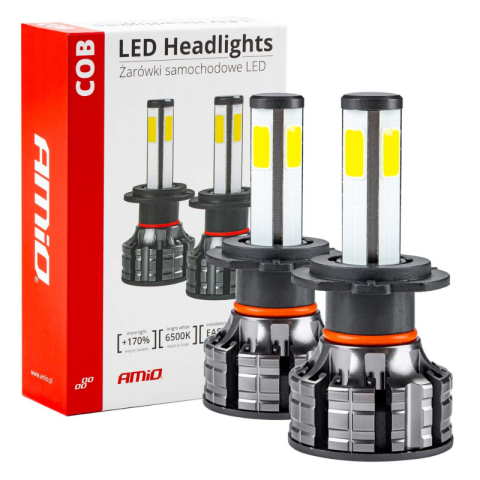 Becuri auto - Becuri LED auto H7 COB 4Side, 38W, 3800lm, 6500K, 12/24V, ventilator activ