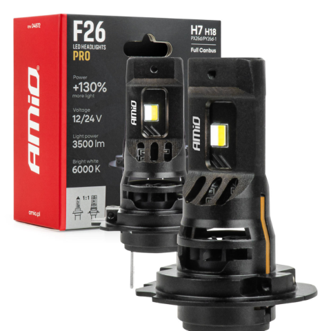 Becuri Led Auto - Becuri LED auto F26 PRO, H7/H18, 6000K, 68W, CANBUS, 12/24V