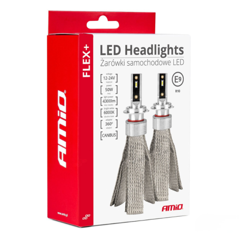 Becuri LED H3, 50W, 4300LM, 6000K, 12V-24V, Canbus, Adaptor 360 [5]