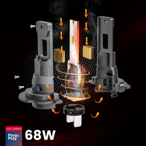 Becuri LED H7 auto 68W, 6000K, CANBUS, 7646lm, 12/24V [5]