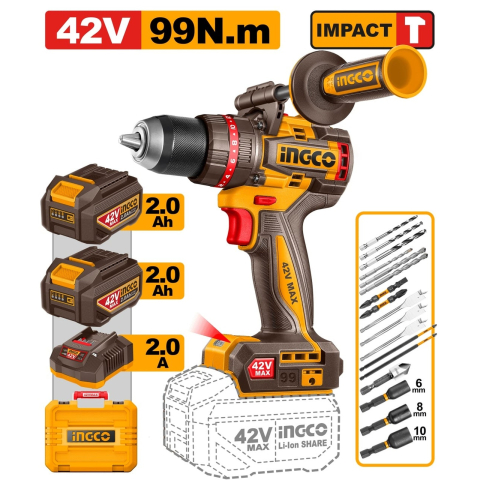 Noutati - Bormasina cu Impact 42V, 99Nm, cu 2 Baterii, Valiza si Accesorii
