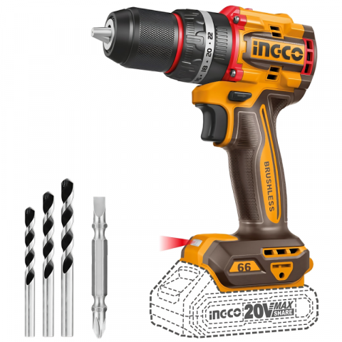 Bormasina cu Impact fara perii, 20V, 66Nm, 13Nm, Mandrina Metalica, Kit complet, 47 accesorii [4]
