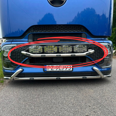 Bullbare, Suporti lumini camioane - Bullbar Grila din inox pentru Mercedes Actros MP6, Bara proiectoare camion/TIR, Teava Ø60,3 mm, Personalizabila