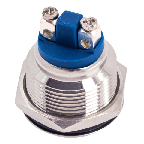 Buton rotund plat, momentan, otel, 1,9 cm, 12/230V, 5A, pentru control circuite [3]
