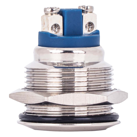 Buton rotund plat, momentan, otel, 1,9 cm, 12/230V, 5A, pentru control circuite [1]