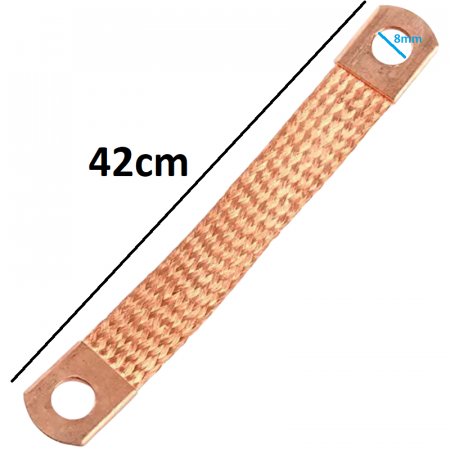 Piese auto - Cablu de masa 42cm, fi 8mm, Cupru - Truck LED E1095