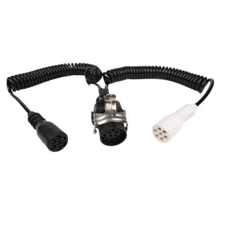 Cablu electric spiralat, adaptor priza, Tip Y, NS, 15 pini la 2 x 7 pini, 1577, 24V, 3.8m - Truck LED E1201-A