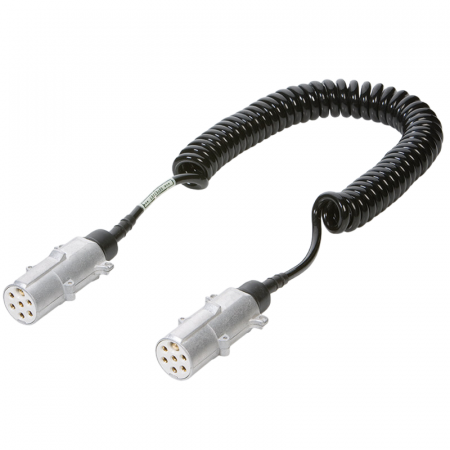Electrice auto, camioane si remorci - Cablu electric spiralat cu stecher metal 24V  7 pini, tip S - ERICH JAEGER - Germania 611081