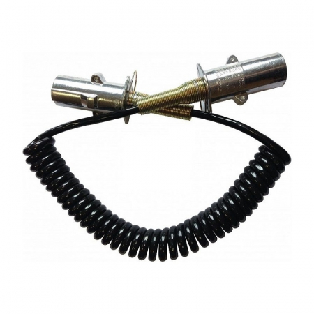 Electrice auto, camioane si remorci - Cablu electric spiralat remorca, 7 pini, tip N, 3.8m, 24V, HYFLEX, stecher metalic - Truck LED  E1202