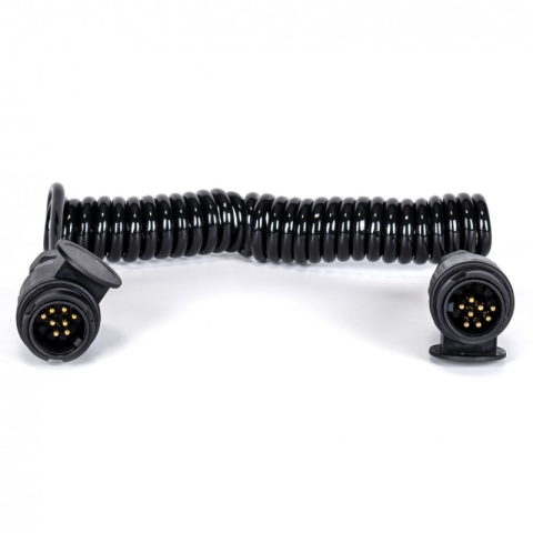 Noutati - Cablu Spiralat Electric, 13 Pini, 12V, 8 Fire, 1,5m, Conector Remorca