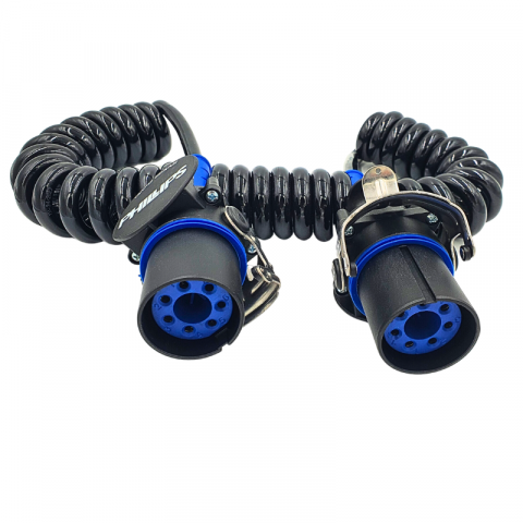 Cablu spiralat electric, EBS, 7 pini, 24V, 4.5m, Duracoil+ - Phillips D101-01-045-1005