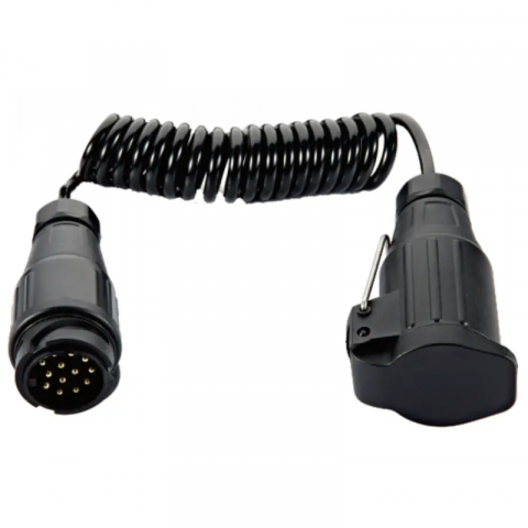 Cablu spiralat electric, stecher/priza, tata/mama, 1.5m, 13 Pini