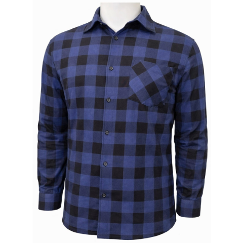 Camasi si Tricouri - Camasa flanel 4WRK HERA bleumarin carouri 100% bumbac