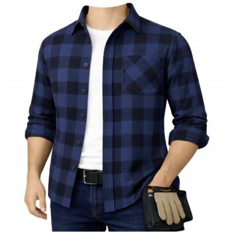 Camasa flanel 4WRK HERA bleumarin carouri 100% bumbac [1]