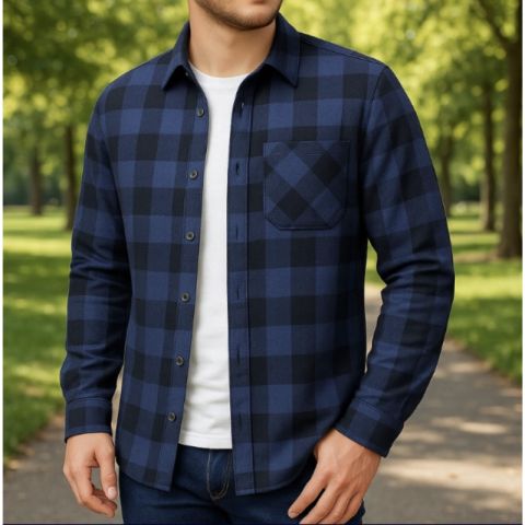 Camasa flanel 4WRK HERA bleumarin carouri 100% bumbac [4]