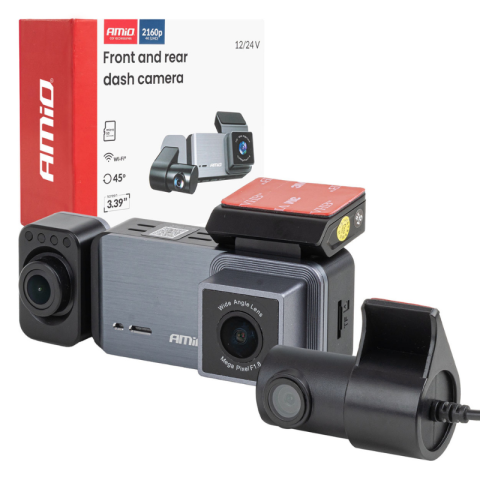 Camera auto DVR fata, interior si spate, 4K + 2K + 1K, Wi-fi, ecran 3.39", 12/24V