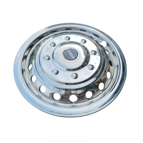 Capace inox si jante - Capac butuc pentru janta fata/spate simpla 16", cu inel de expansiune, inox, 10 orificii de aerisire