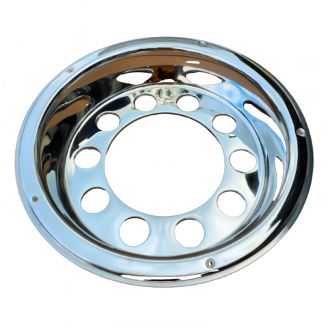 Capace inox si jante - Capac butuc pentru janta spate de 22,5", otel inoxidabil, montat cu inel, 10 gauri, PCD 335mm