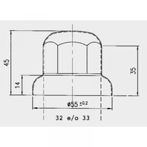 Capac din otel inoxidabil pentru piulita de 33 mm, diametru 55 mm, inaltime 45 mm, potrivit si pentru Alcoa [3]