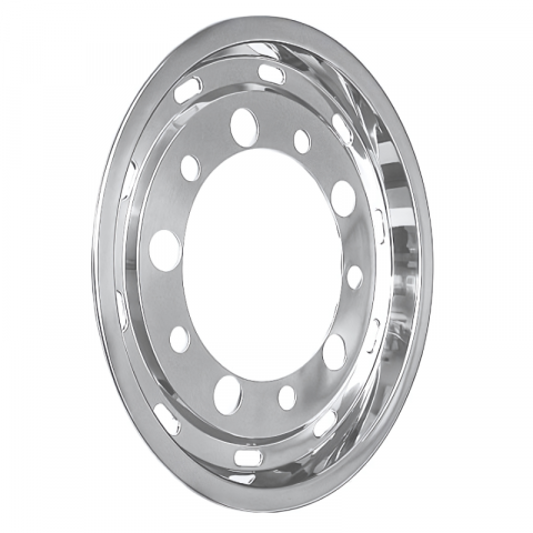 Elemente Caroserie - Capac Janta Fata 22,5x11,75 ET135 Super Single, Inox, 10 Gauri, PCD 335mm, Prindere cu Suruburi