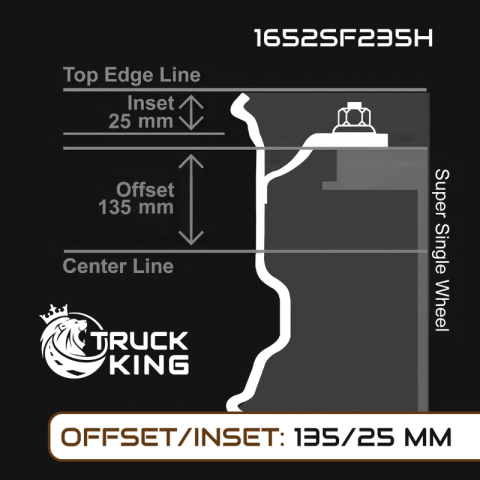 Capac Janta Fata 22,5x11,75 ET135 Super Single, Inox, 10 Gauri, PCD 335mm, Prindere cu Suruburi [5]