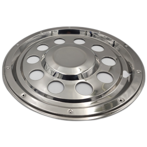 Capac Roata Spate, 22,5", din Otel Inoxidabil, cu 10 gauri de ventilatie, montaj pe inel [1]