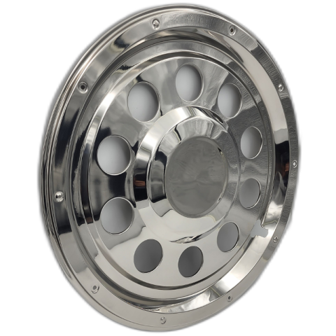 Capace inox si jante - Capac Roata Spate, 22,5", din Otel Inoxidabil, cu 10 gauri de ventilatie, montaj pe inel