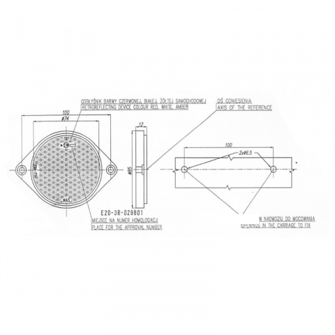 Catadioptru Rotund, Reflectorizant alb, galben, rosu, 7.4cm [2]