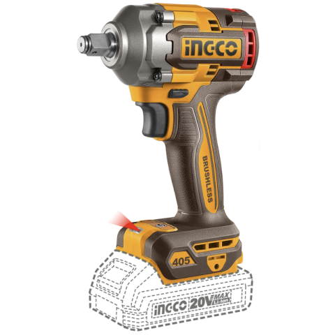 Masini gaurit si insurubat - Cheie, Pistol de impact, 20V, Brushless, 405Nm, 1/2", cu tubulare 17/19/21mm, 2 acumulatori 4.0Ah si incarcator